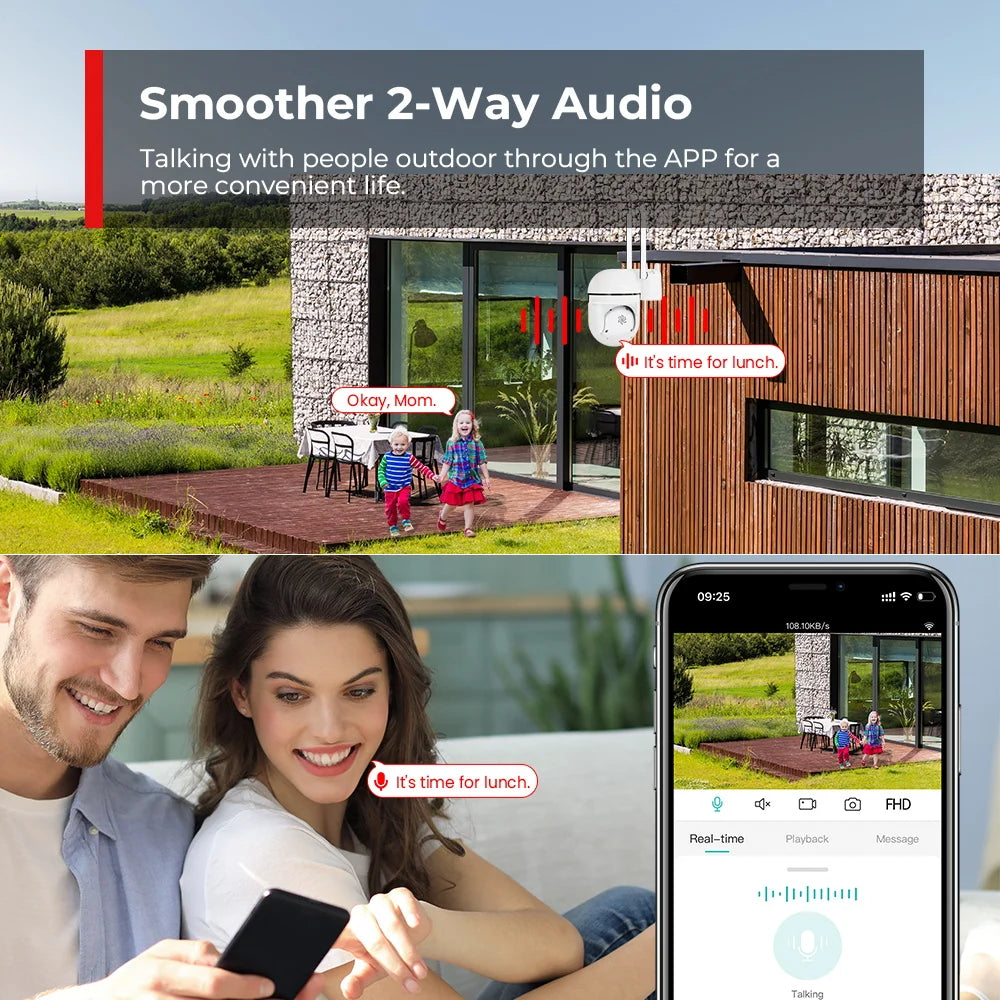 4MP Wifi Camera Outdoors 2K HD Security PTZ IP Camera AI Auto Detect Tracking Indoor Baby Night Color Camera Surveillance ICSee