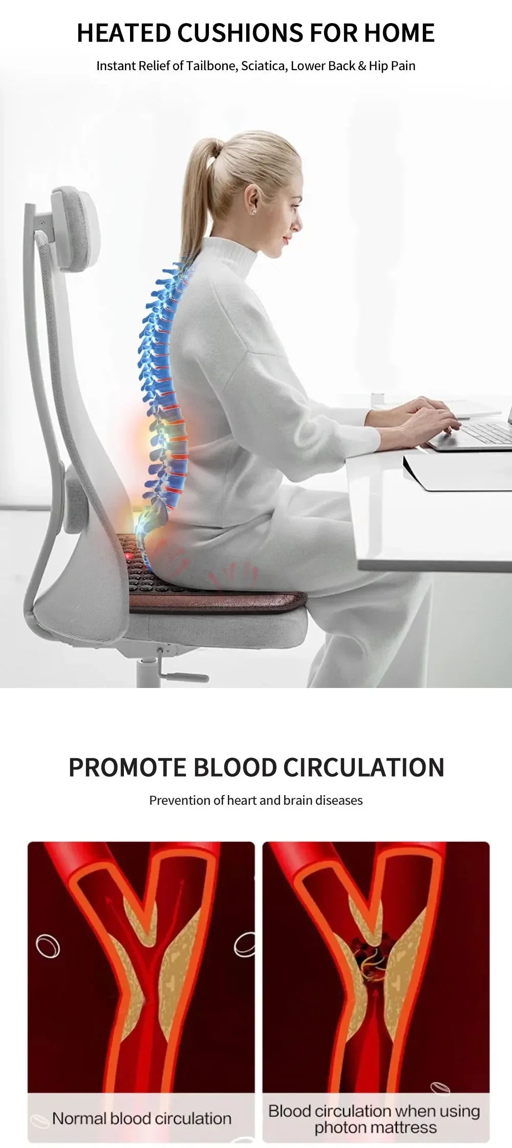 Infrared Photon Heating Tourmaline Jade Cushion Jade Massage Mat Square Cushion 45x45cm Acupoint Massage Relieves Pain