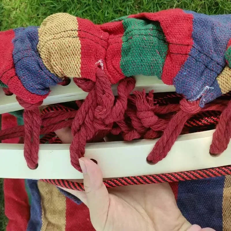 Outdoor Canvas Camping Hammock Anti Rollover Portable Thicken Fabric Single/Double Hammock with Carry Bag for Patio, Backyard