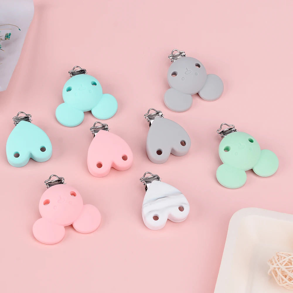 Lofca Silicone Clip 5 PCS Baby Pacifiers for DIY Pacifier Chain Nursing Teething Baby Gifts Food Grade Free BPA Baby