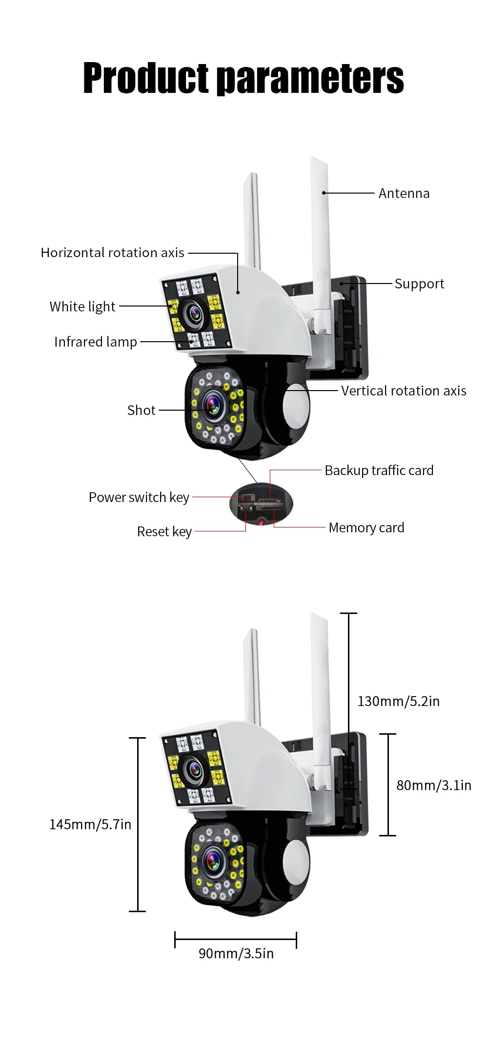 Neye 4K/8MP Wireless WiFi Camera 1080P Dual Lens Dual Screen Outdoor Home Head IP Camera CCTV Dual Lens Security Camera