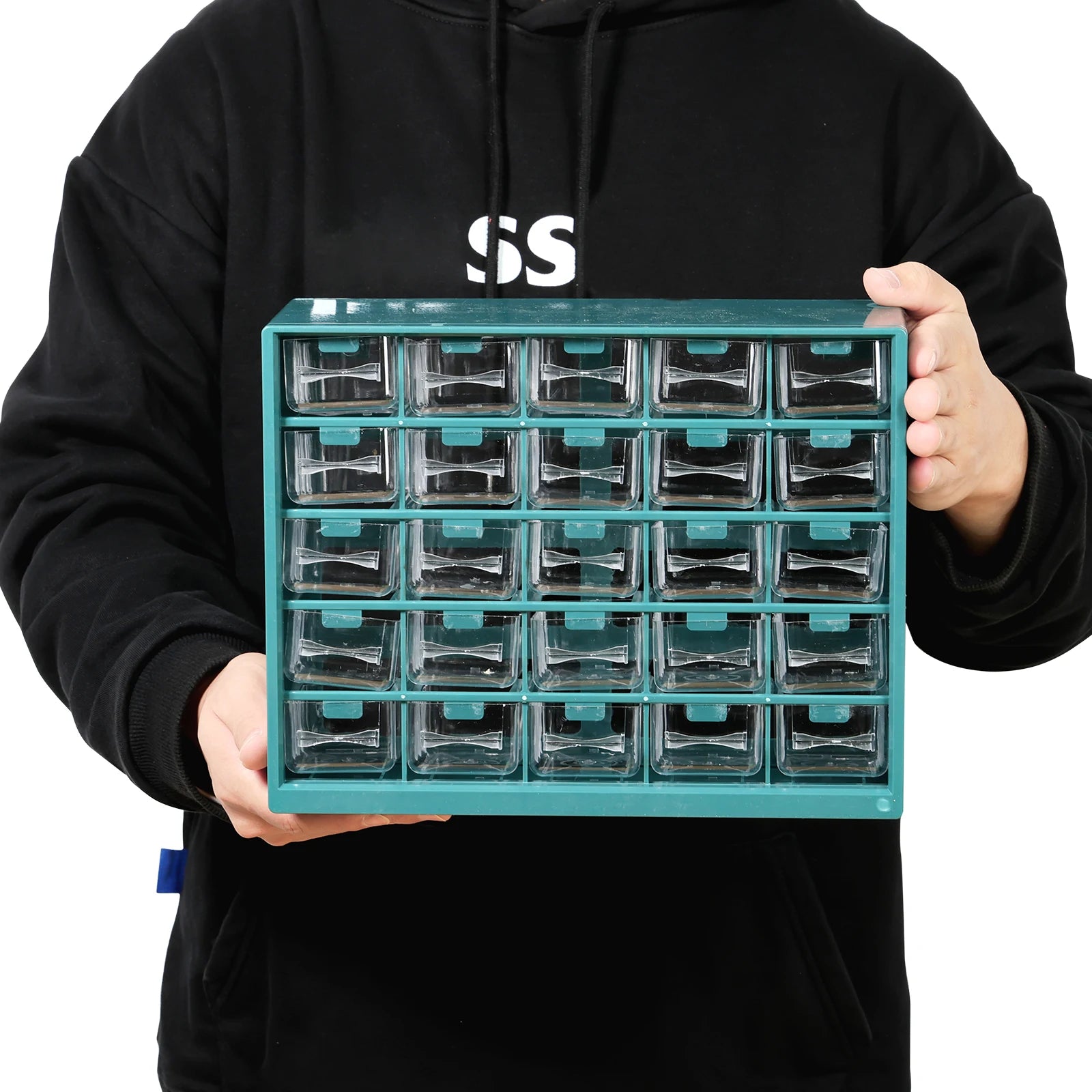 25 Drawer Plastic Drawer Storage Cabinet Storage Hardware and Craft Cabinet with 50 Removable Dividers for Bead Lego Storage