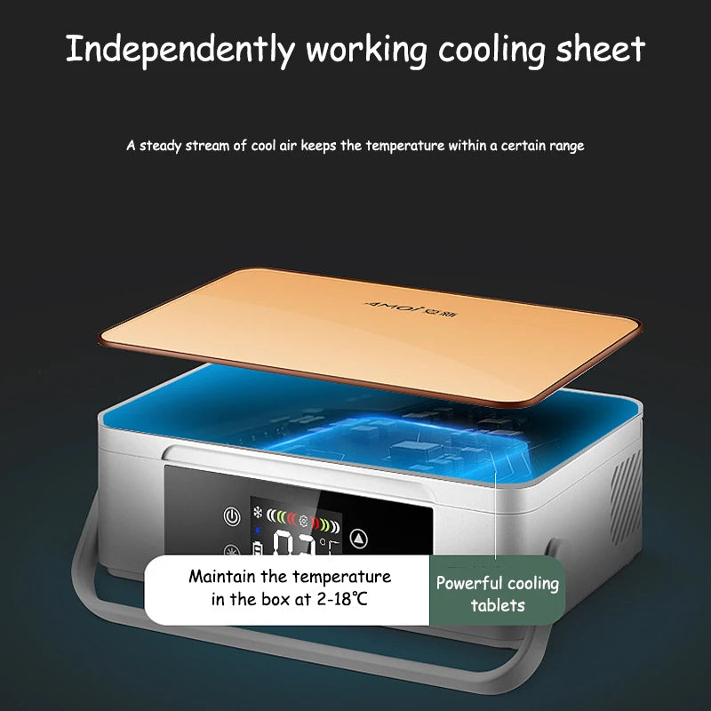 Portable Insulin Refrigerated Box Small Mini Refrigerator Car Mounted Household Travel Rechargeable Medicine Refrigerated Box