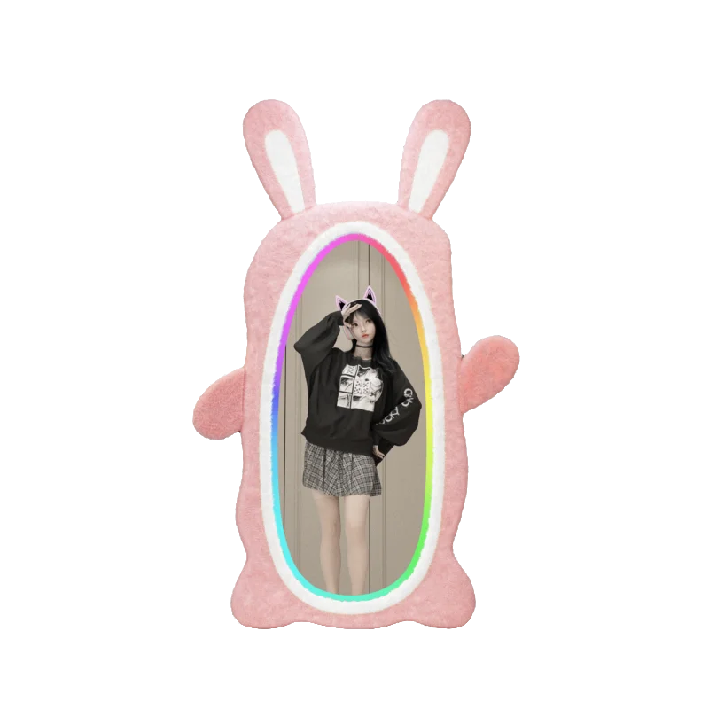 Aesthetic Light Mirror Long LED Girls Standing Smart Makeup Full Body Vanity Mirror Cute Standing Espelhos Home Decorations