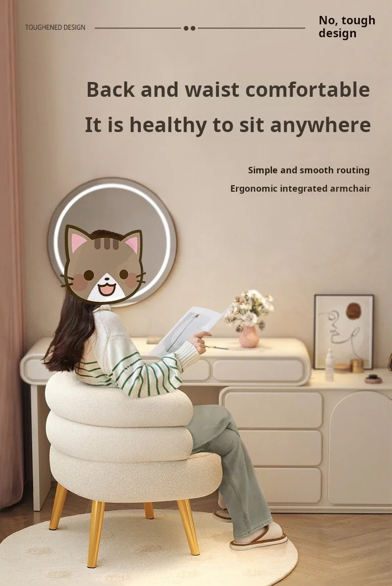 Modern Living Room1-person Sofa Comfortable Bedroom Fluff Armchair Nordic Simple Nail Salon Makeup Chair Dressing Table Stool