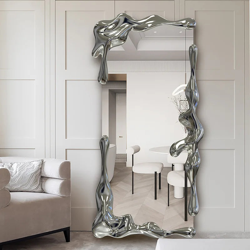 Wall hanging water ripple household villa model room floor mirror full-length mirror visual decoration