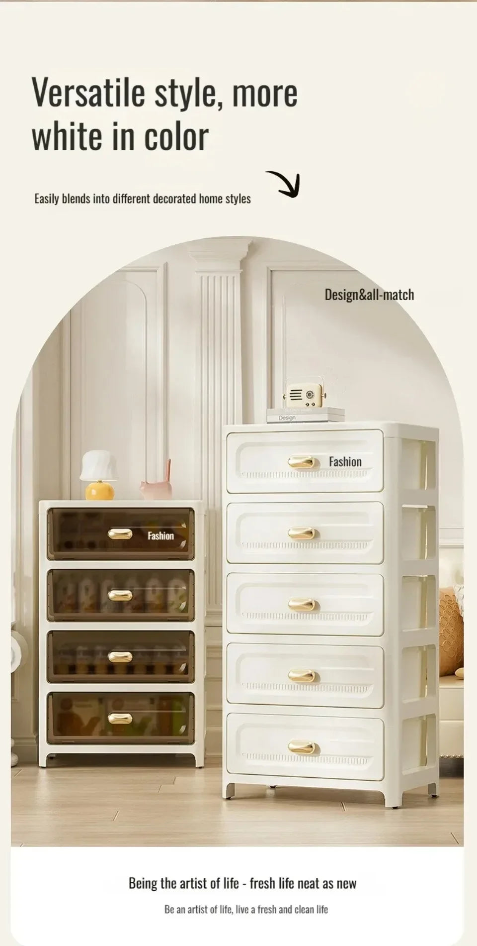 Home Minimalist Storage Cabinet Multi-layer Drawer Style Storage Cabinet Snack Storage Cabinet Home Storage Cabinet with Pulley