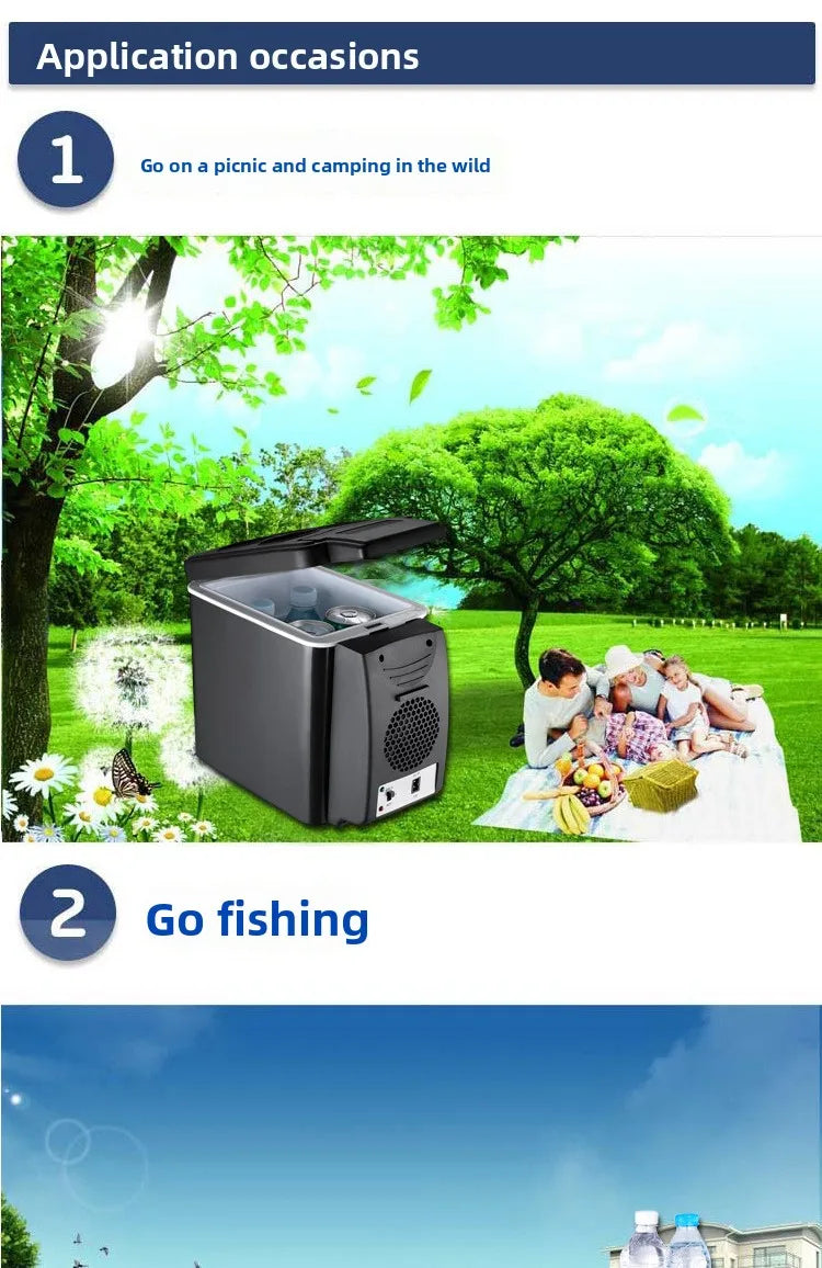 6L Portable Car Refrigerator Semiconductor Cooler Warmer 2in1 Dual Use for Vehicle