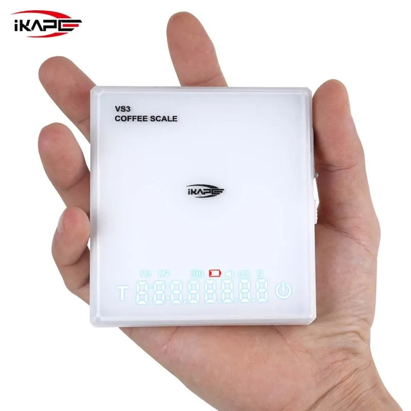 IKAPE Rechargeable Mini Coffee Scale with Timer Portable Mirror Scale 2kg/0.1g Accurate Scale For Espresso&Pour-Over Coffee