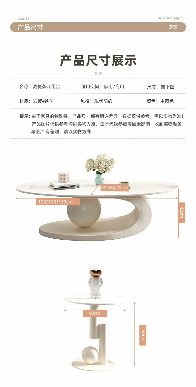 Aesthetic Oval Clear Coffee Tables Modern Design Metal Hotel White Nordic Coffee Table Living Room Low Mesa Furniture For Home