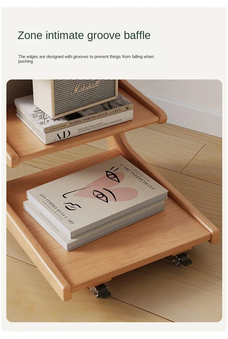X&D Solid Wood Sofa Side Several Movable Living Room With Wheel Side Cabinet Bedside Shelf Simple Household Coffee Small Table