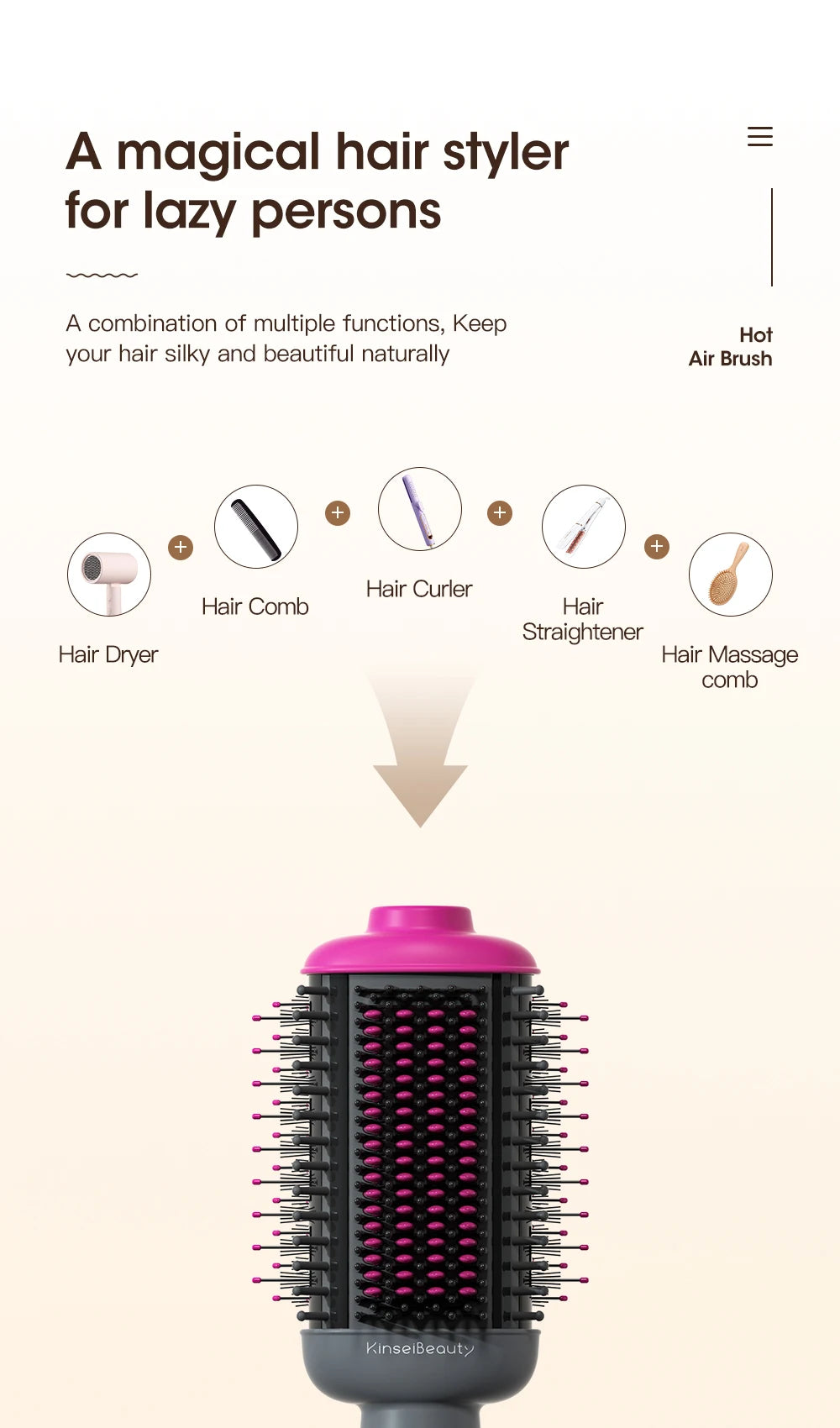 Kinseibeauty Professional hair stylist salon hair dryer curling iron hair equipment straightening electric comb three speed mode