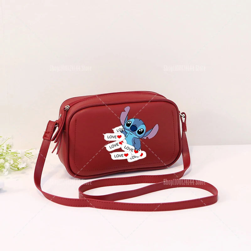 Lilo & Stitch Women Crossbody Zipper Mobile Phone Shoulder Bag Female Handbag Cartoon Multifunction Small Bag Lady Purse Gift