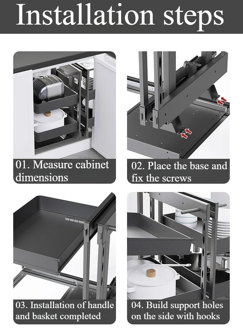 Sliding Kitchen Cabinet Storage Metal Cabinets Organizers Large Removable Spice Drawer Household Narrow Auxiliary Furniture