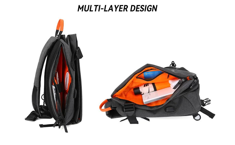 Anti-Theft Crossbody Sling Bag for Men Women,Small Backpack One Shoulder Bag, Chest Bag Sling Backpack for Hiking Biking Travel