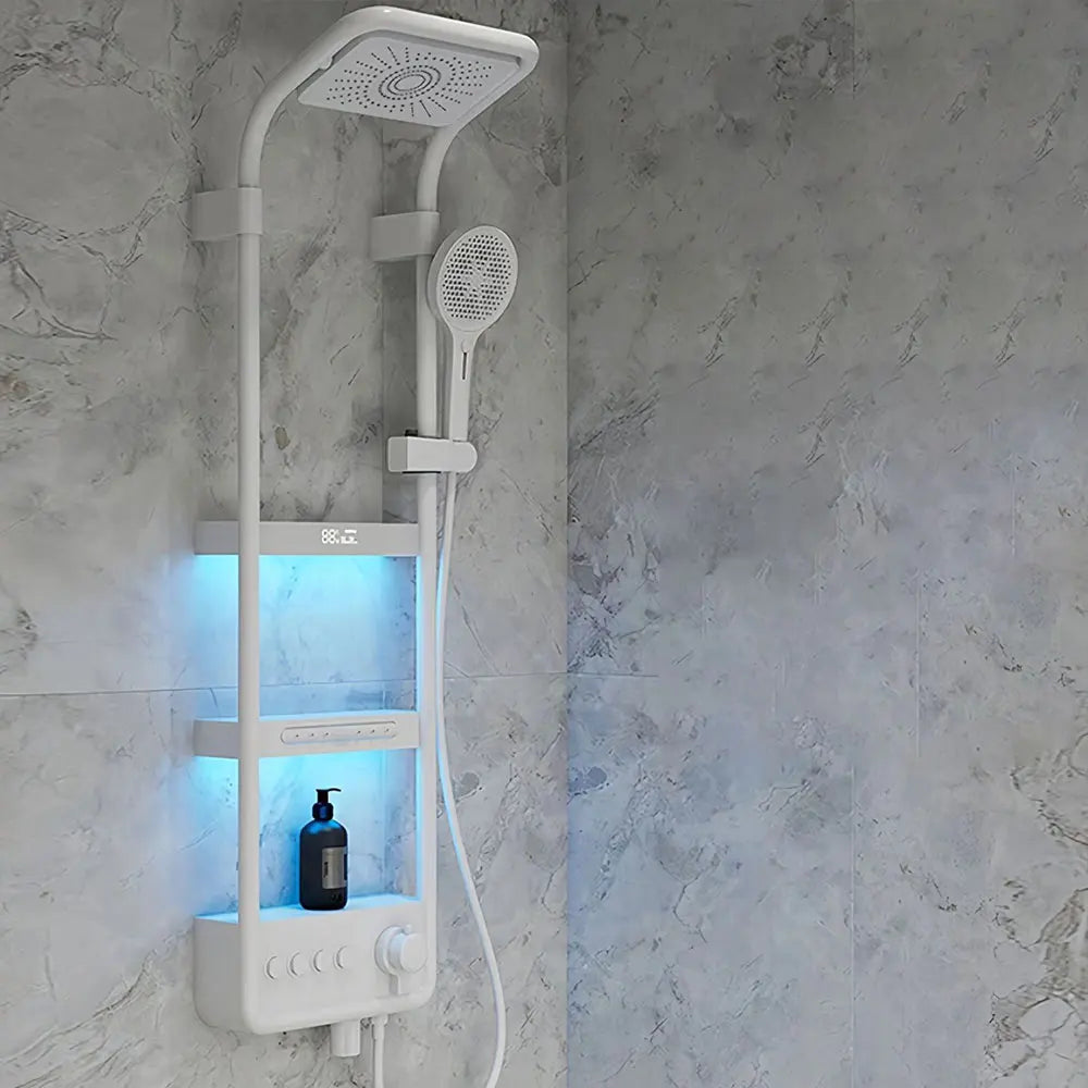 Luxury Smart Bathroom Fuacet Shower System LED Digital Display Thermostatic Mixer Shower Panel SPA Massage Back Spray Shower Set
