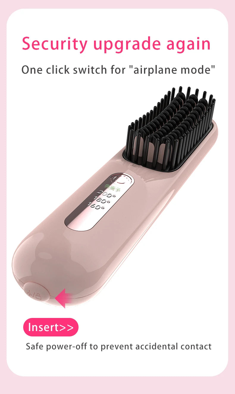 Negative Ion Hair Straightening Brush,360° Flexible Teeth,Fast Heat with 3 Adjustable Temperatures,Safe Anti-Scald Protection