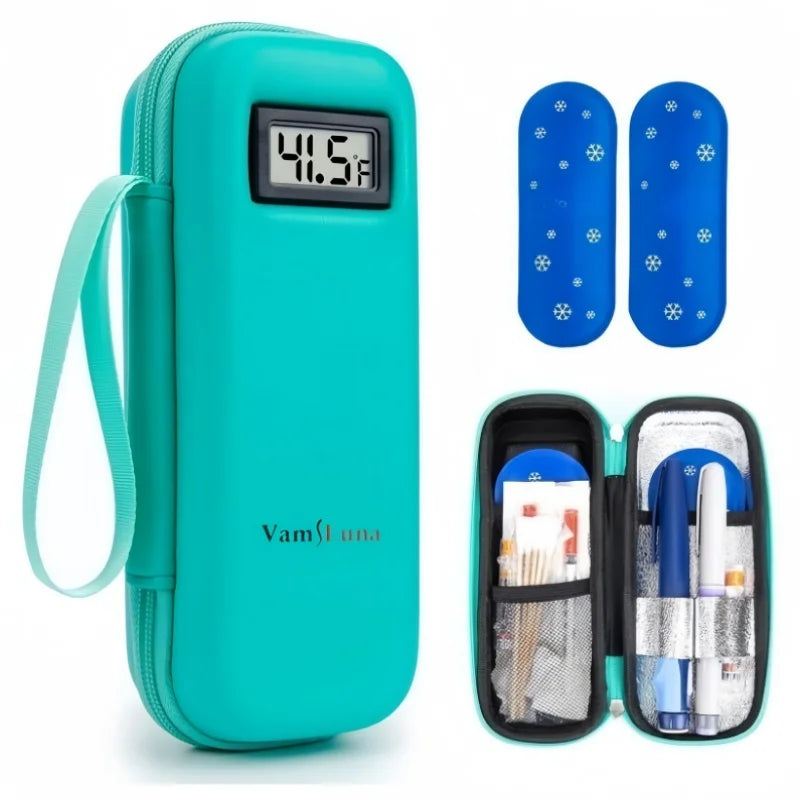 Insulin Cooler with Temperature Display - Medicine Refrigerated Bag with 2 Ice Pack for Diabetic Medication Pen Travel Daily Use