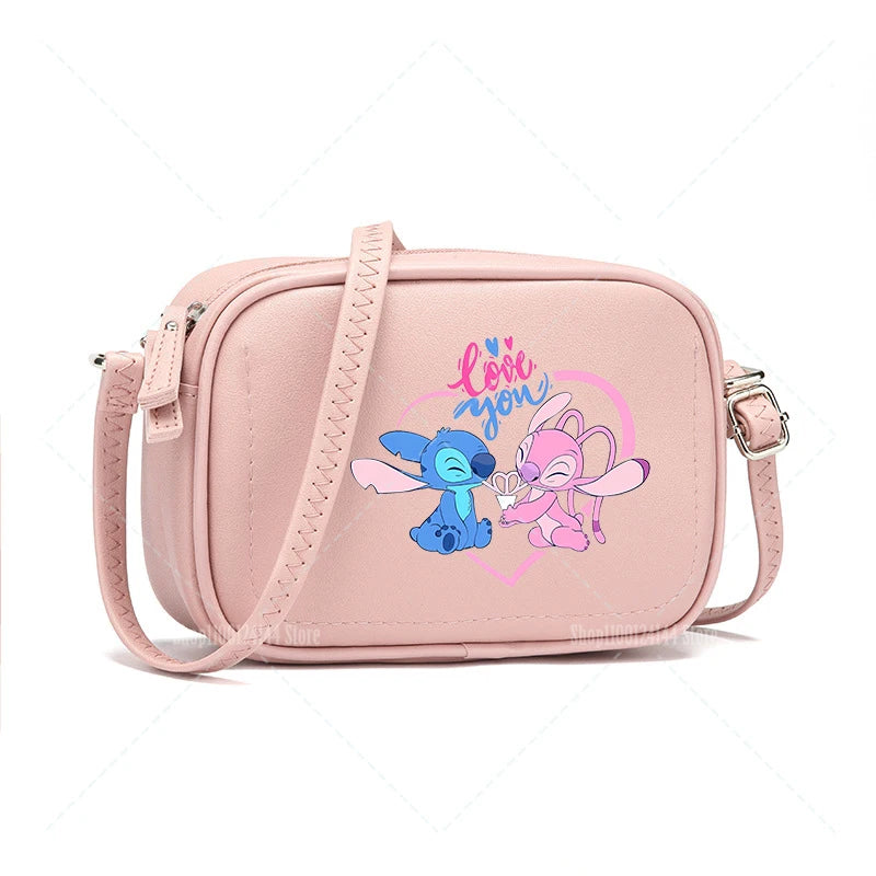 Lilo & Stitch Women Crossbody Zipper Mobile Phone Shoulder Bag Female Handbag Cartoon Multifunction Small Bag Lady Purse Gift