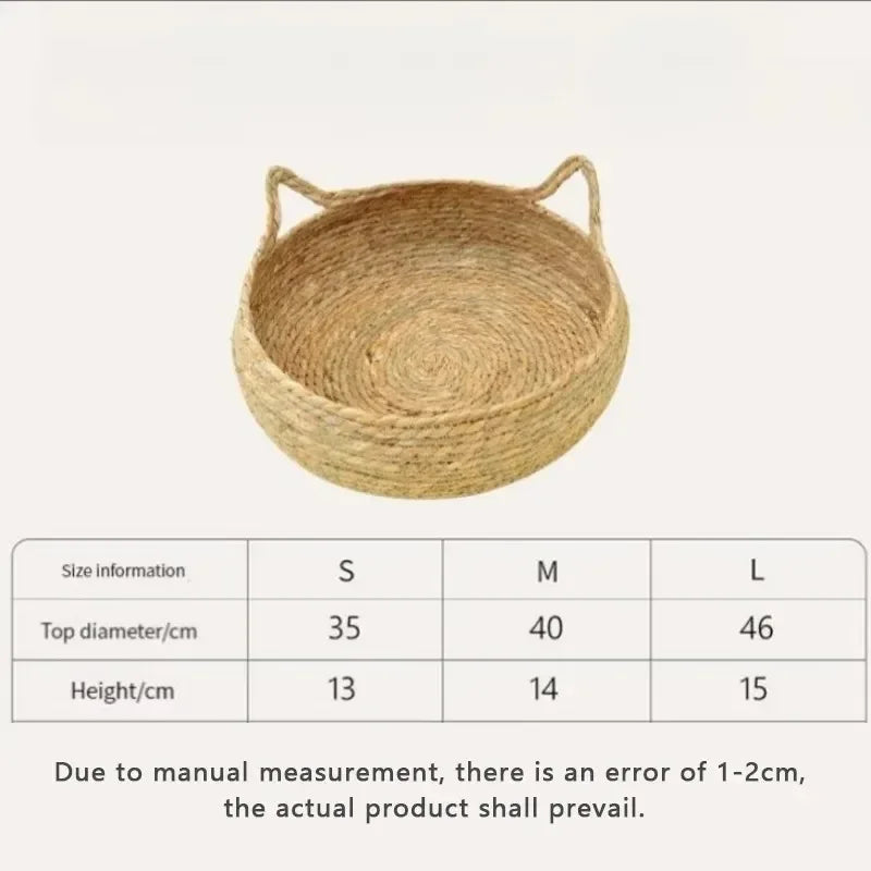 Purely natural woven cat bed, universal washable pad, pet supplies accessory, Suitable for winter,suitable for all seasons.