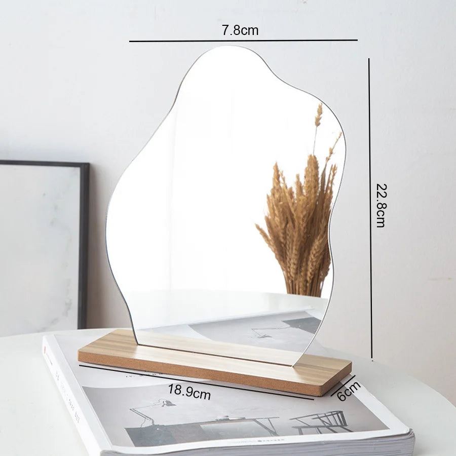New Acrylic Irregular Mirror for Home Decoration DIY Office Makeup Desktop Ornament Decoration Standing Mirror ﻿
