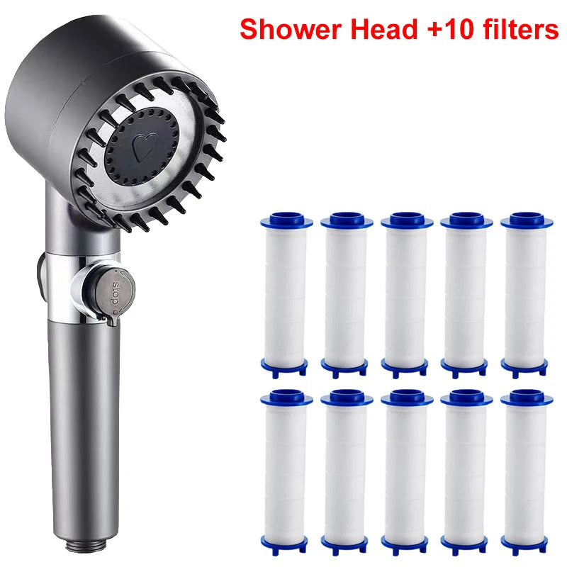 4 Modes Showerhead High Pressure Shower Head With Water Filtration Massage Shower Head Rainfall Shower Bathroom Accessories