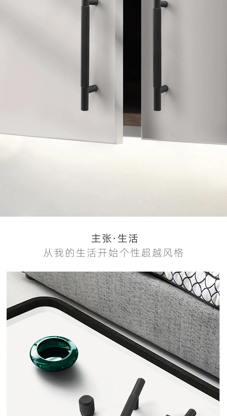 Black Gold Knurled Kitchen Cupboard Cabinet Storage Handles Closet T Bar Wardrobe Door Pulls Door Knobs Home Furniture Handles