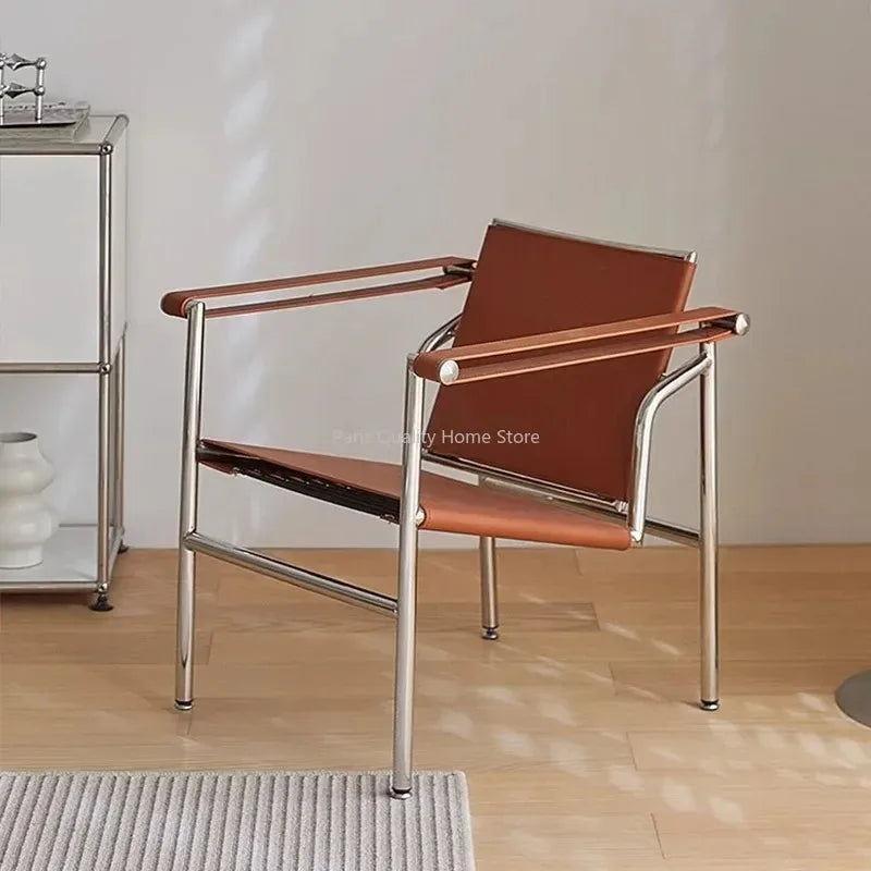 Le Corbusier Italian Style Single Sofa Chair Designer Vintage Single Chair Stainless Steel Leisure Chair