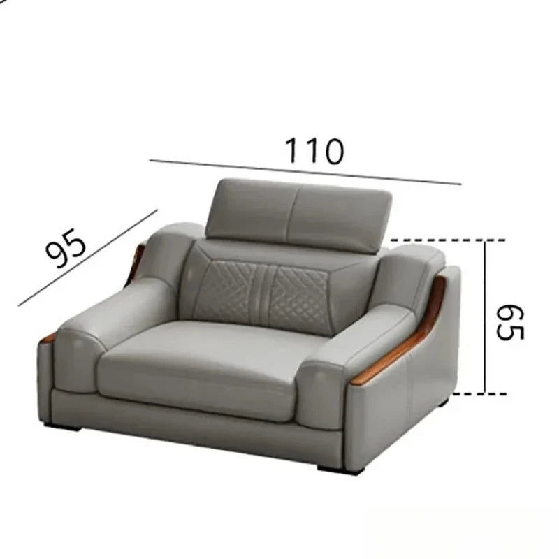 Stylish Italian Genuine Leather Sofa for Living Room with Cup Holder, USB, Adjustable Headrests & Bluetooth Speaker - Lazy Sofa