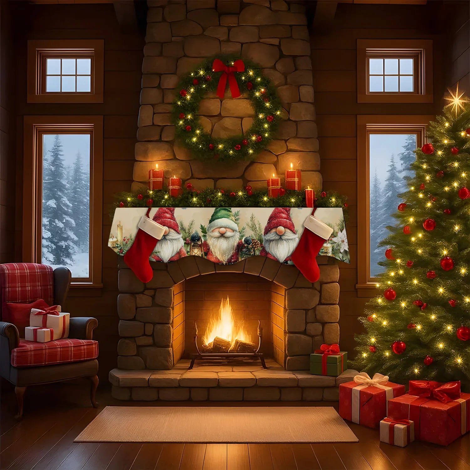 Christmas dwarf Fireplace Mantel Scarf Christmas Party Decor Kids Favors 2025 Xmas Living Room Navidad Natal New Year Gift 2026