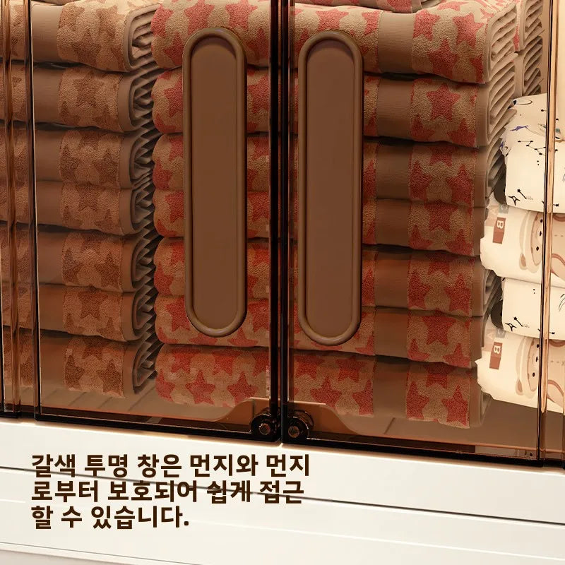 Free Installation Storage Cabinet Living Folding Storage Box Organizer Clothes Livin Dress Room Folding Snack Cabinet with Wheel