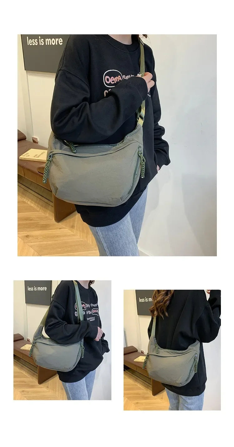 Solid color trendy shoulder bag, personalized multifunctional canvas bag, daily minimalist dumpling bag