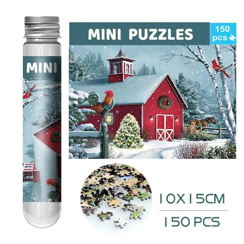 150pcs Test Tube Puzzle Strolling In The Rain Mini Travel Puzzle Gift Christmas House Paris Tower New Year