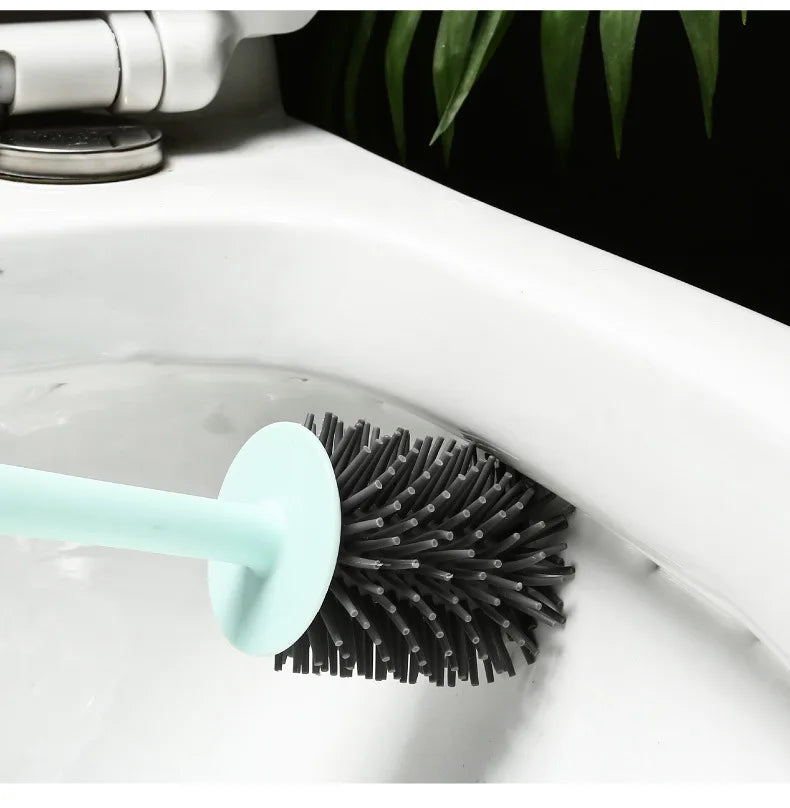 WIKHOSTAR Toilet Brush Silicone Toilet Quick Drying Cleaning Brush Wall Mount Gap Brush with Holder Tool Bathroom Accessories