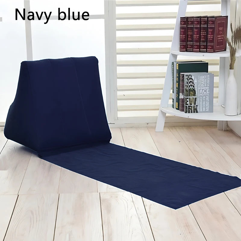 Inflatable Travel Mattress Foldable Soft Beach Mat Air Bed Chair Seat Camping Beaching Leisure Lounger Back Pillow Cushion