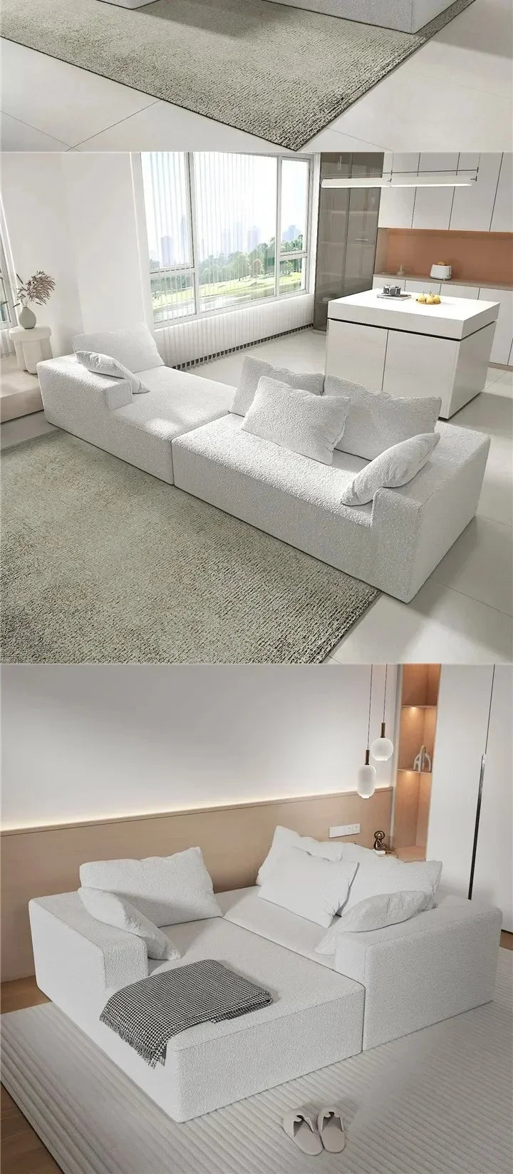 Vacuum Compression Sofa, Nordic Splicing Combination Sofa Bed, Beige/beige Cashmere and Rabbit Fur Are Optional, Customizable