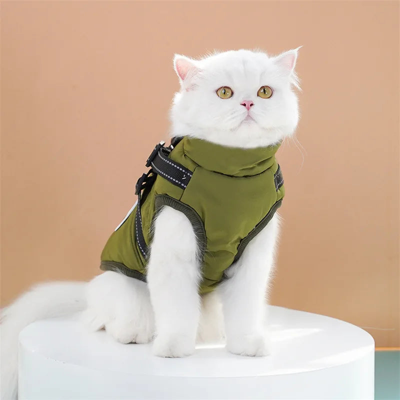 Winter Dog Clothes Puppy Cat Coat with Harness Waterproof Warm Cotton Jacket for Small Large Dogs Reflective Vest Pet Apparel
