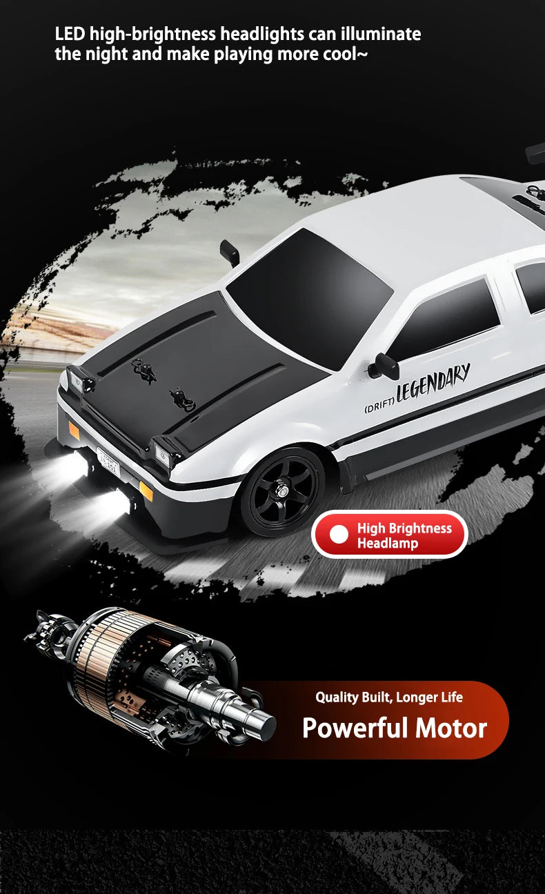 1/16 RC Car AE86 4x4 High-Speed RC Drift Cars 2.4G Remote Control Racing Vehicle 18km/h Waiting For Light Spray Toys for Boys