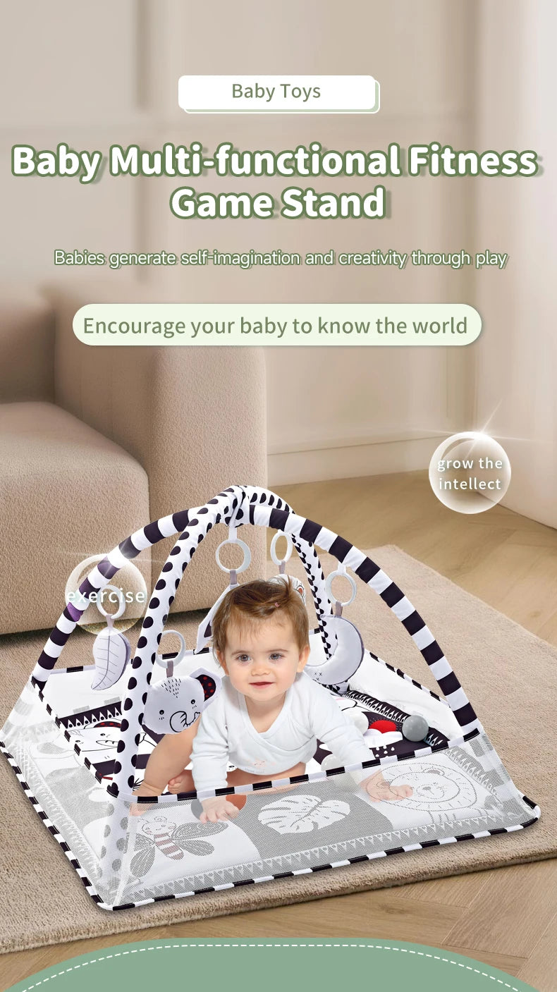 Baby Play Gym Play Mat Children Play Mat Rack Newborn Baby Activity Gym Mat 0-36 Months Tummy Time Crawling Game Blanket Toys