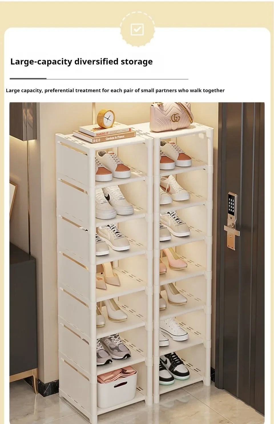 Multilayer Storage Cabinet for Doorway Shoe Shelf for Home Dustproof Shoe Organizer for Entryway Rental Apartment Easy Assembly