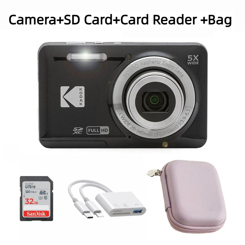 KODAK PIXPRO FZ55-RD 16MP Digital Camera 5X Optical Zoom 28mm Wide Angle 1080P Full HD Video 2.7" LCD Vlogging Camera