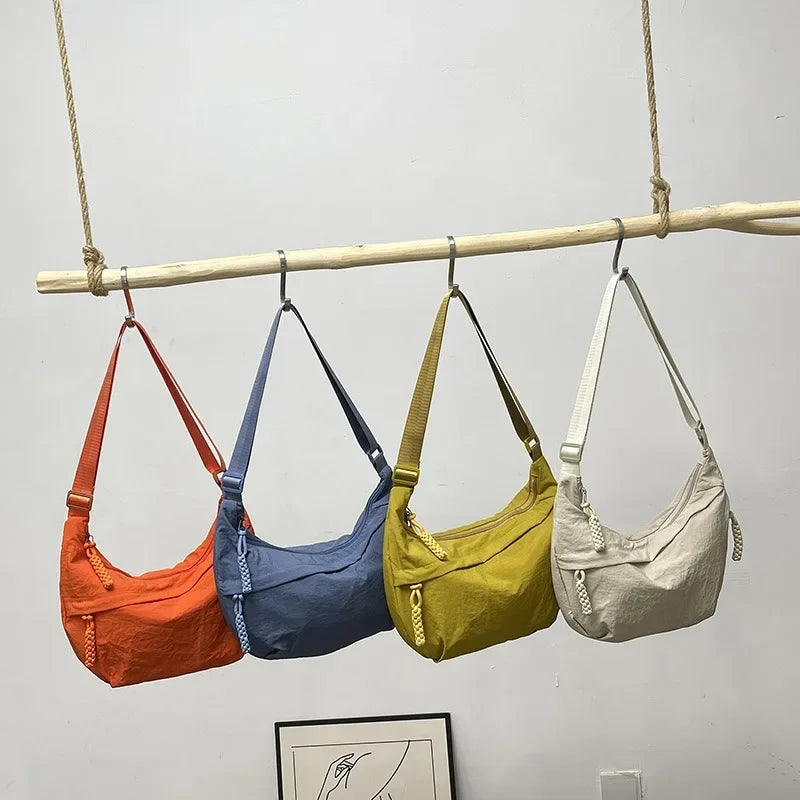 Solid color trendy shoulder bag, personalized multifunctional canvas bag, daily minimalist dumpling bag