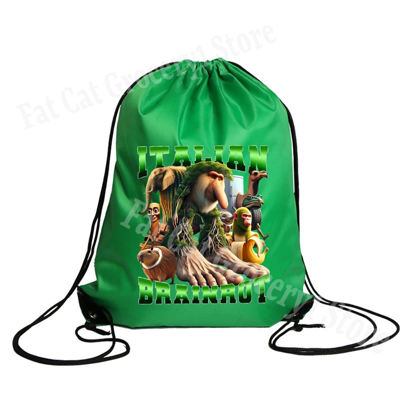 Tralalero Tralala Drawstring Backpack Tungtung Sahur Brainrot Kids Cartoon Travel Shoulders Bag New Outdoor Sport Rucksack Gift