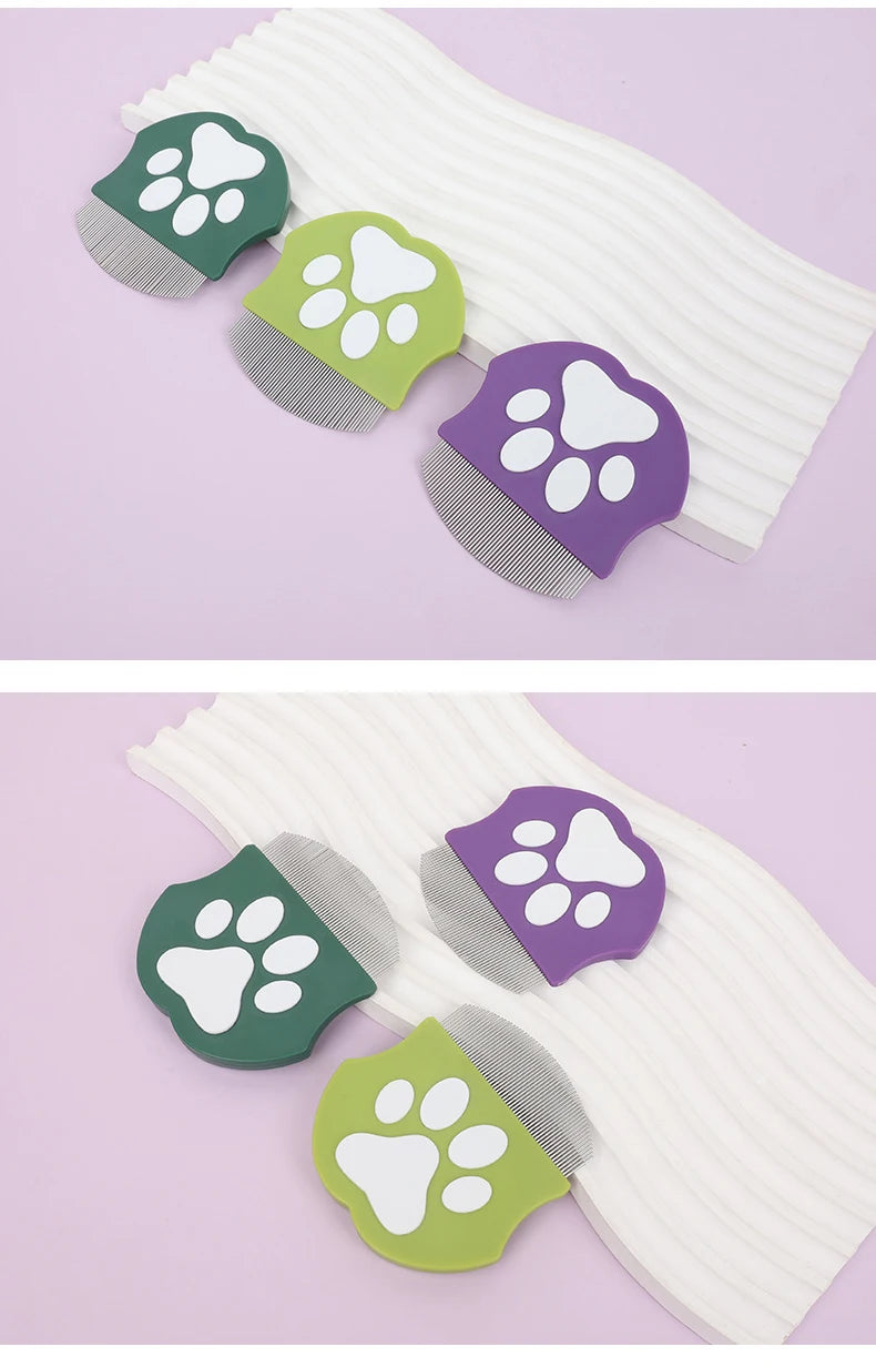 Pet Grooming Comb - Flea Comb for Cats & Dogs, Curved Design for Face & Body, Mini Detangling Brush for Pets
