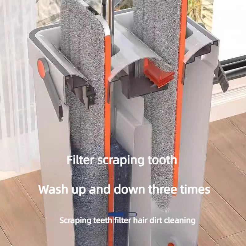 Microfiber Mop with Bucket, 360 Rotating, Flat Squeeze, Floor Cleaner Tool, Home Kitchen, Multifunction Cleaning Mops