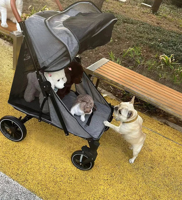 Foldable Medium To Large Pet Stroller with A Load-bearing Capacity of Up To 55kg Providing Ample Space for Elderly Dogs 2025 New