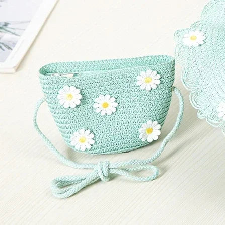 Crossbody Bag New Summer Children Beach Flower Straw Bag 3-7 Old Years Lovely Kids Holiday Travel Beach Bags