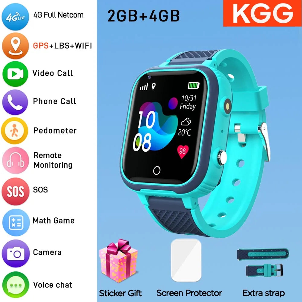 Kids 4G Smart Watch LT21 4GB GPS WIFI Video Call IP67 Waterproof Child Smartwatch Camera Monitor Tracker Location Phone Watch