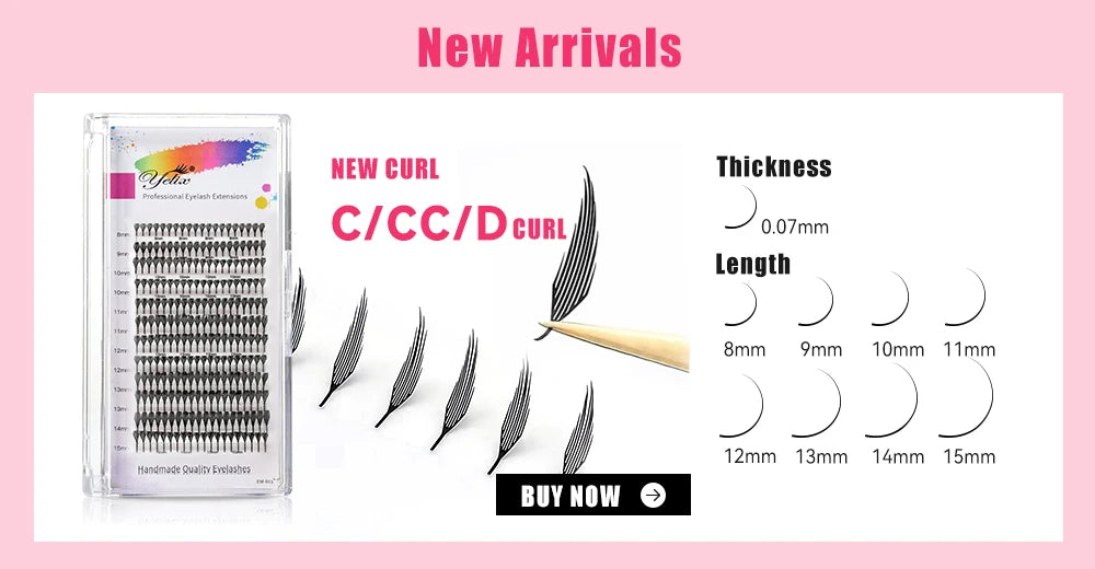 Yelix New 2D Volume Lashes Dark Brown Ultra-thin Y Lash Extension Lightweight Premade Fans Eyelash Extensions Single Tip 2D Y