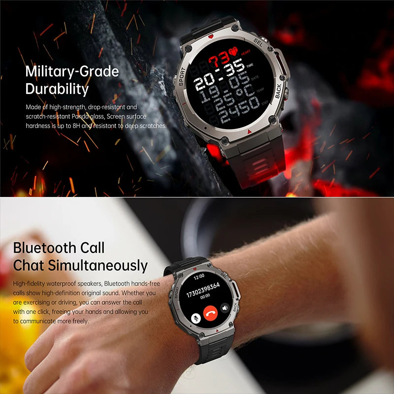 New T-Rex 3 Pro Dual-Band GPS Military Smart Watch 48mm 10ATM Water-Resistant 500mAh Battery Compass Altimeter AGPS Smart Watch